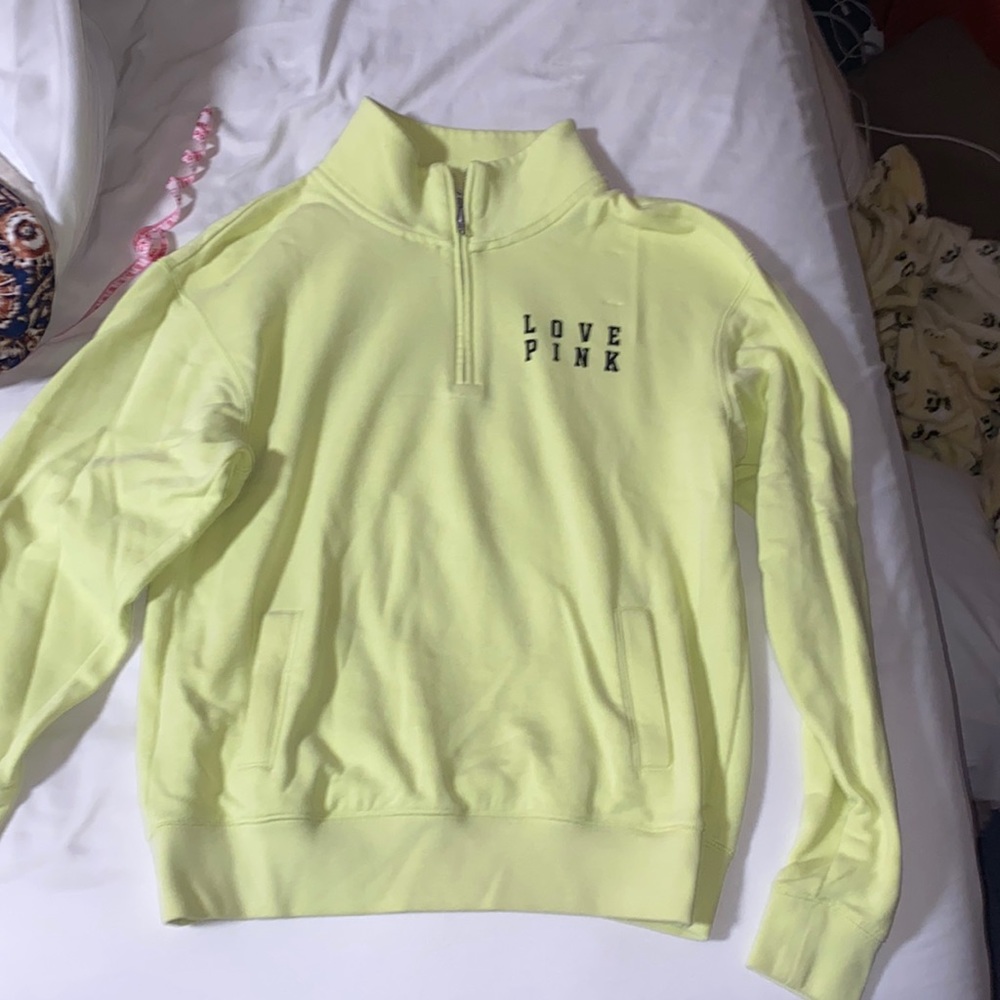 Lime Green Victoria’s Secret PINK Quarter zip sweatshirt